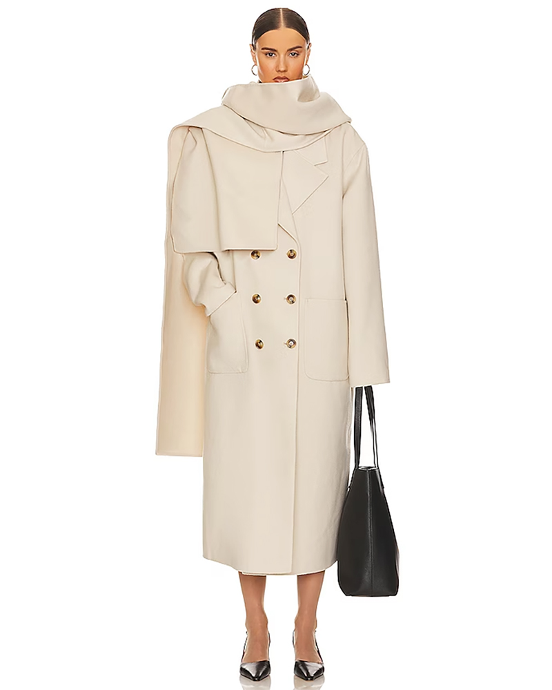 beige coat long womens double breasted Helsa