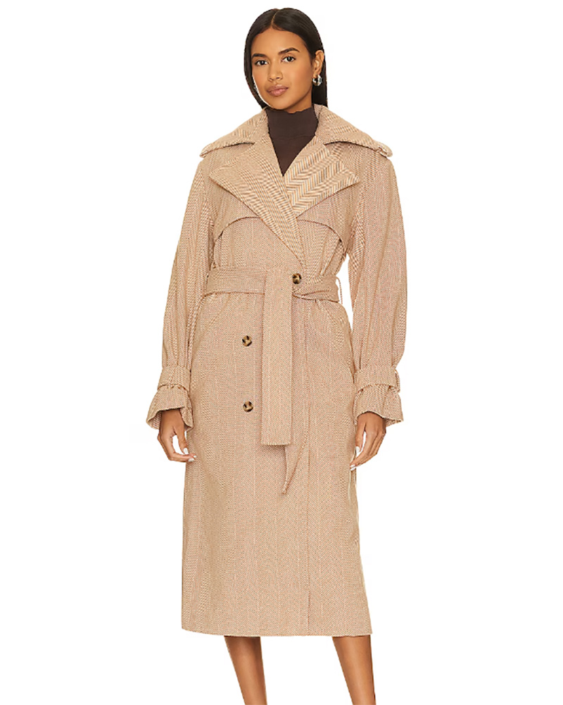 beige long coat belted womens fashion