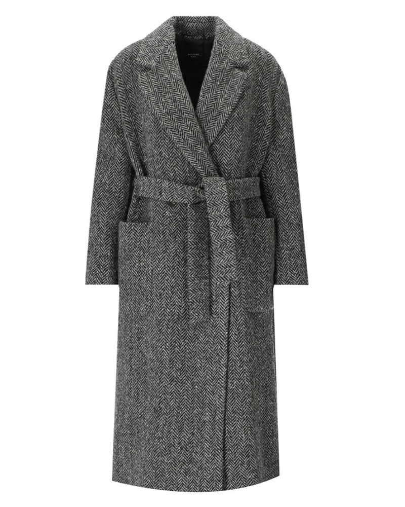 max mara coat sale belted herringbone grey coat