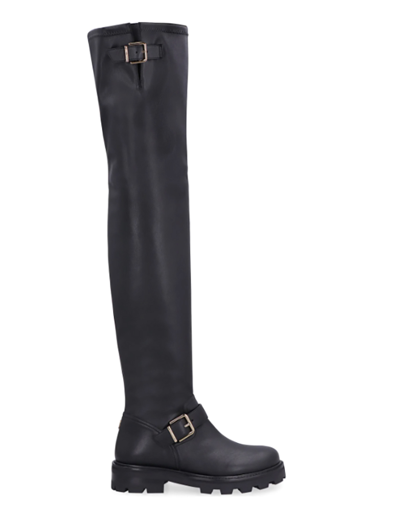 flat high high boots black leather designer jimmy choo sale