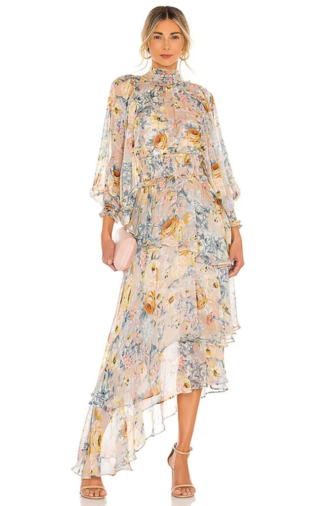 afternoon tea outfit floral maxi long sleeve elegant