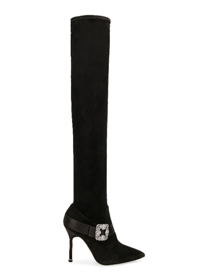 Over Knee Black Boots Suede Manolo Blahnik Stiletto Heel 740x924 