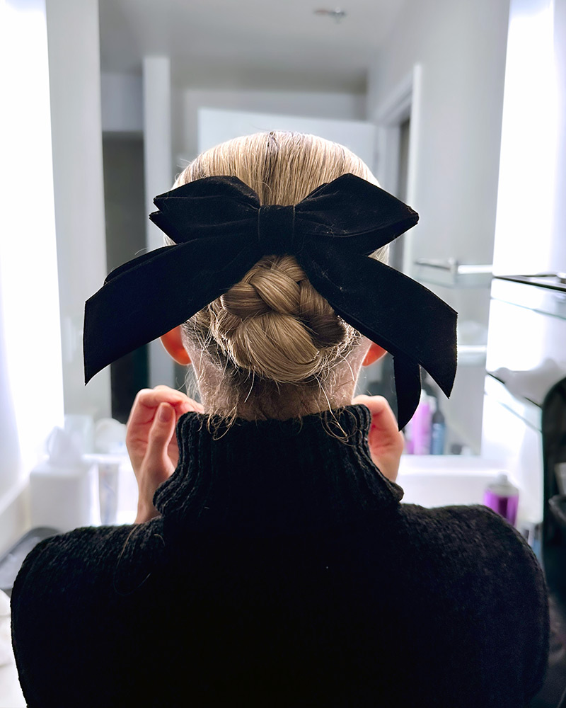 hair bow hairstyle braided bun