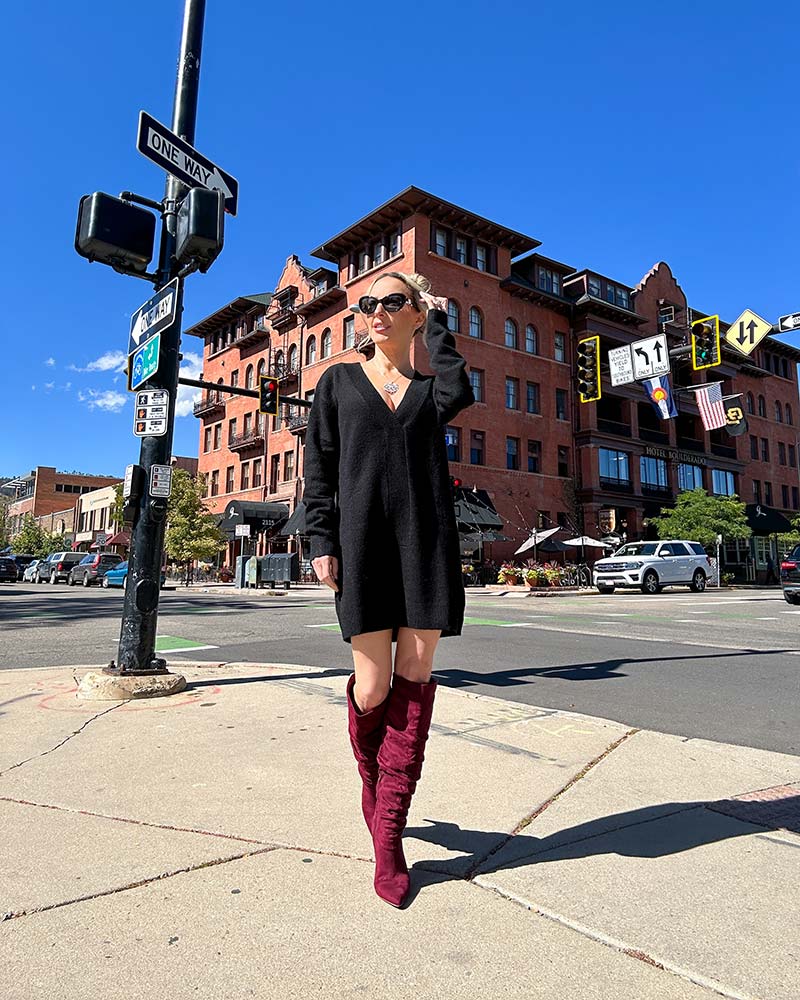 how style slouchy knee high boots dress