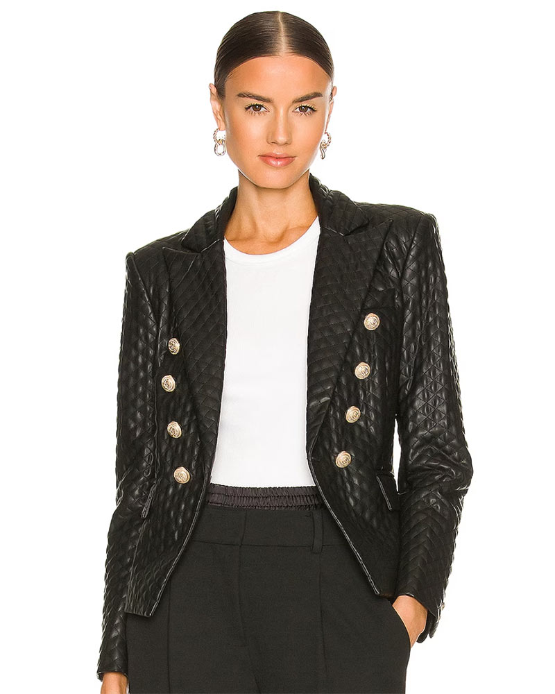 quilted jacket black leather moto womens