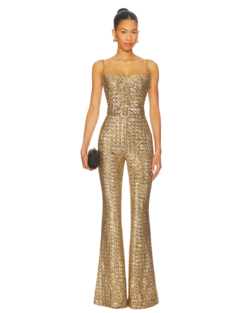 Nadine Merabi Gold Jumpsuit