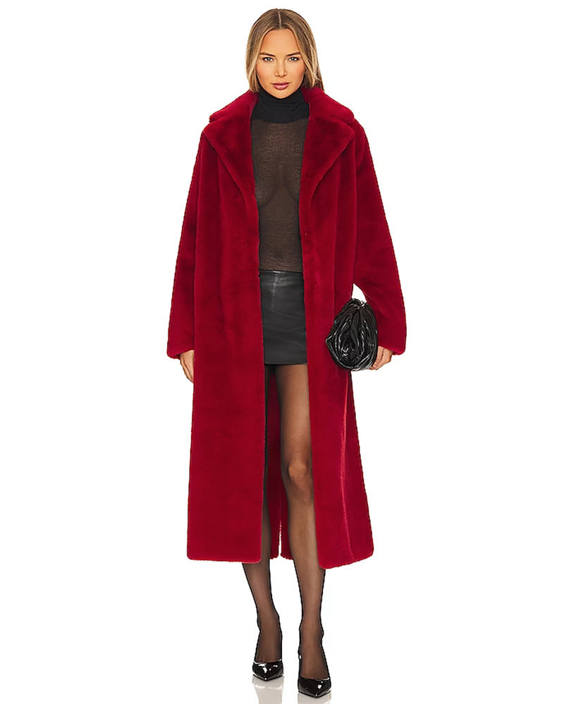 best red winter coat womens faux fur long