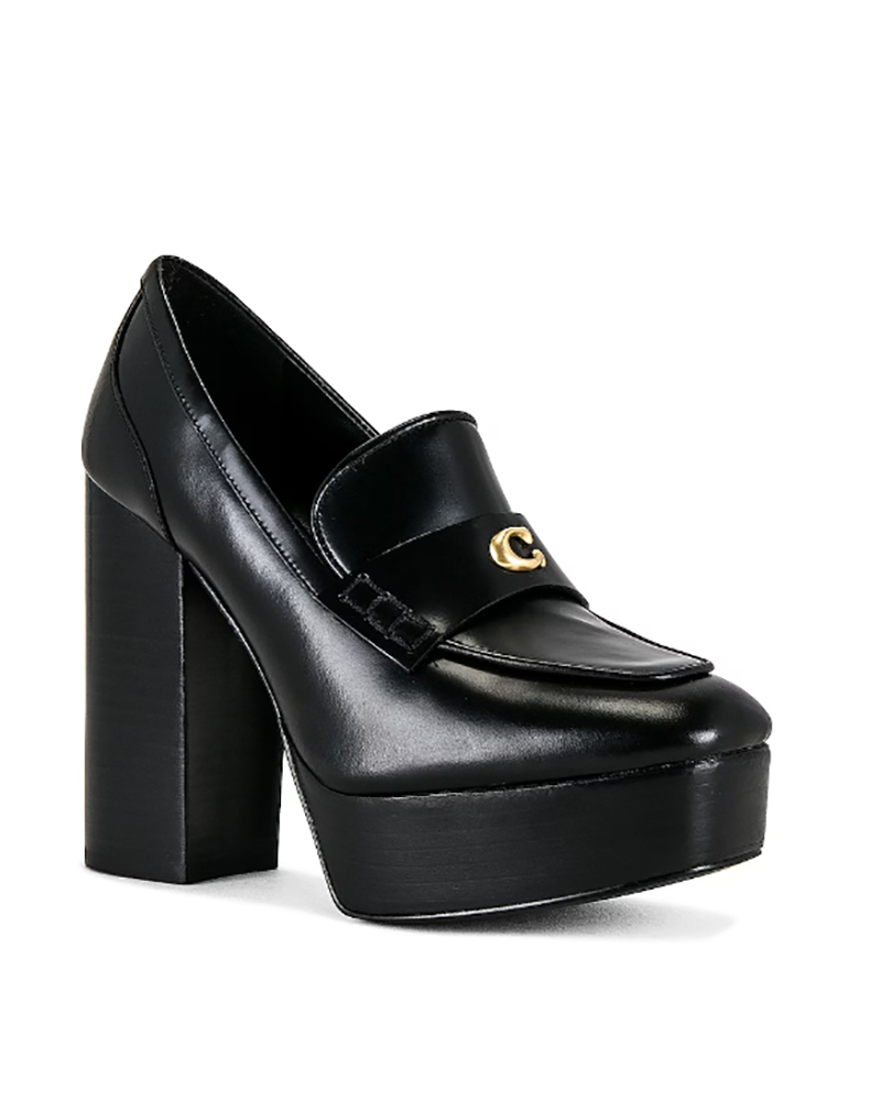 platform loafers trend womens black leather heels