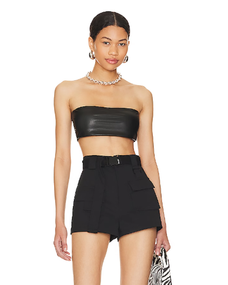 spring fashion womens cargo shorts black matching bandeau