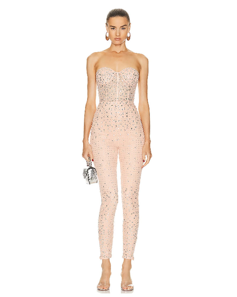 dressy jumpsuit special occasion nude sparkly