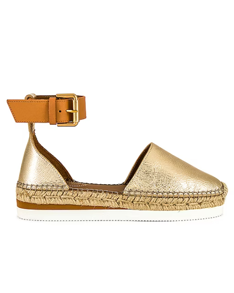 best espadrilles 2024 comfortable flat gold See By Chloe Glyn