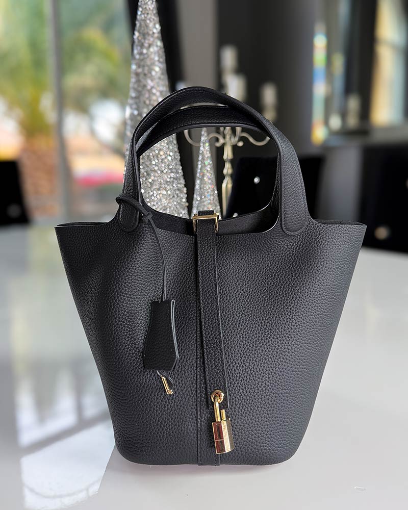 Hermès bag dupe picotin inspired black