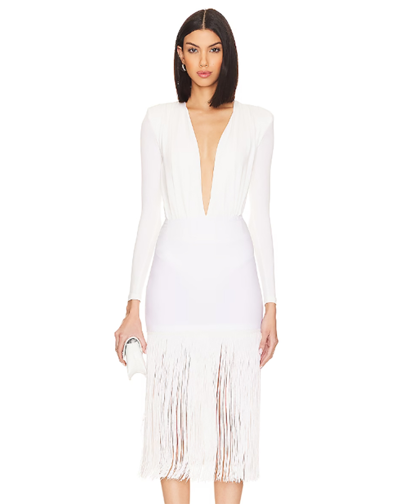 white fringe mini skirt womes fashion trend 2024