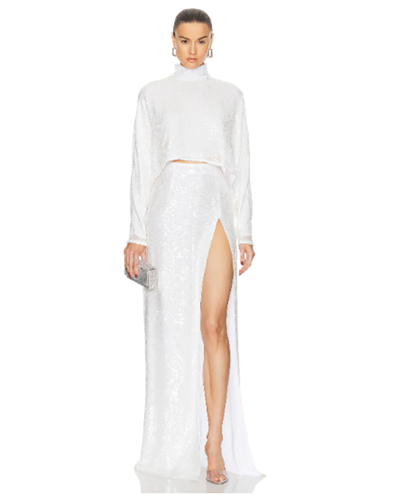 white maxi skirt sequin