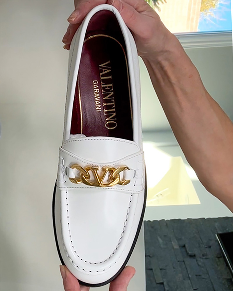 classic womens designer loafers white Valentino