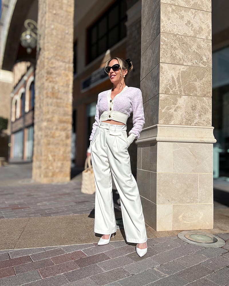white wide leg pants outfit in style 2024