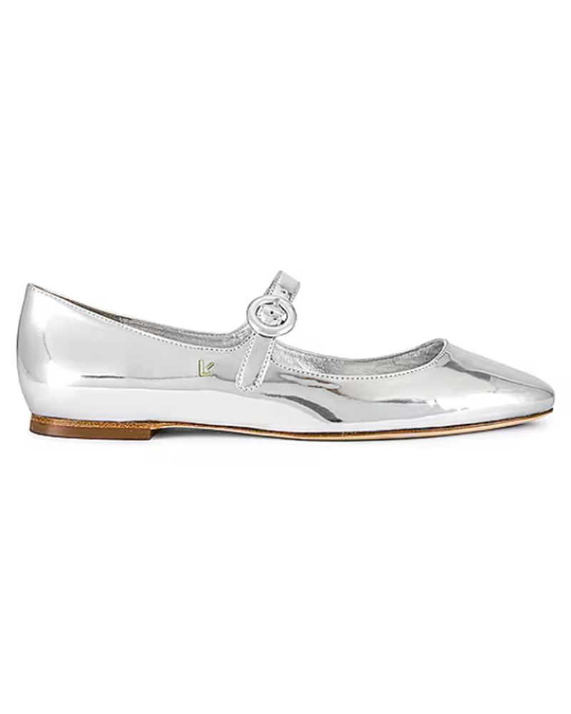 mary jane silver flat shoes womens