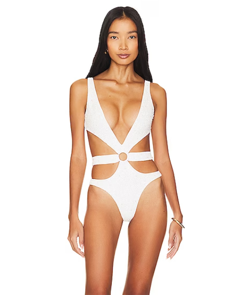 sexy white swimsuit cut out