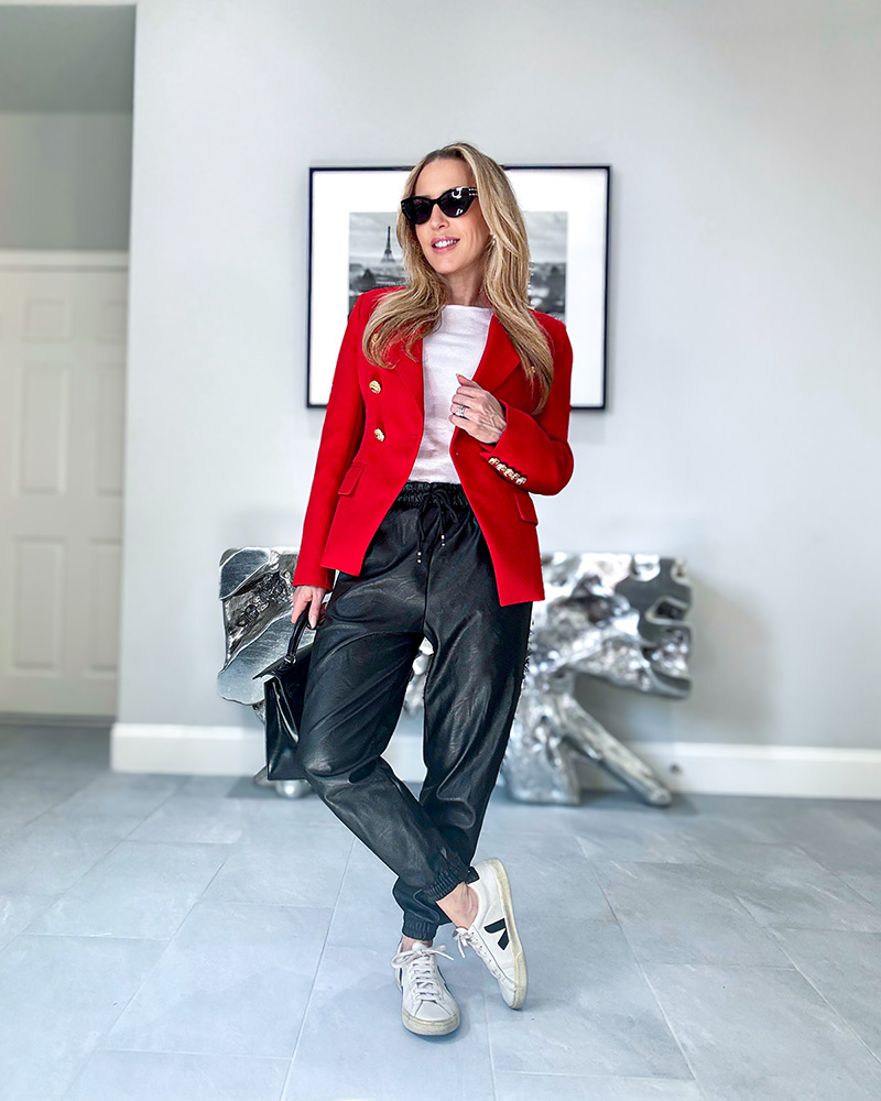 how style t-shirt womens smart casual leather joggers blazer
