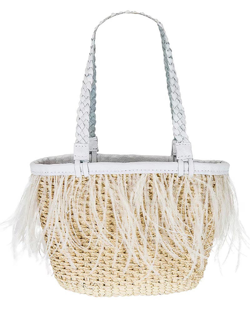 summer tote bag feather trim sensi