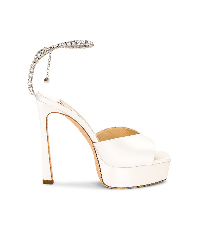 trending white platform heels in style jimmy choo crystal ankle strap
