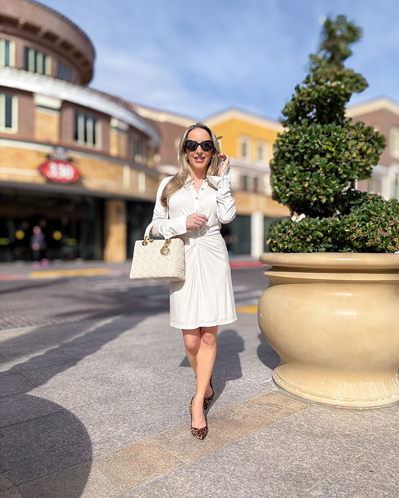 how to wear leopard print shoes cream mini dress