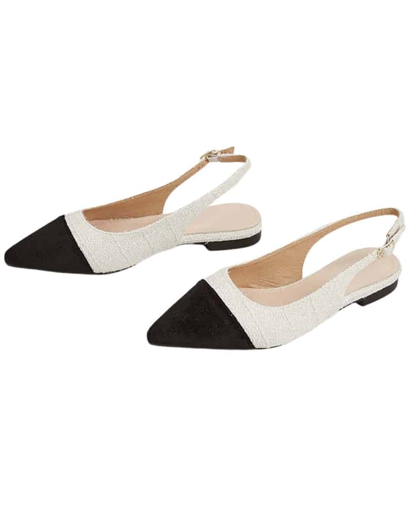 Chanel ballet pumps dupe two tone black white flats