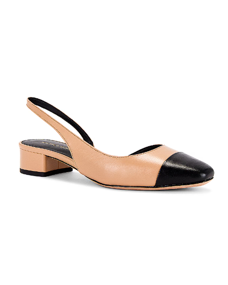 two tone cap toe flat slingback pumps chanel vibes