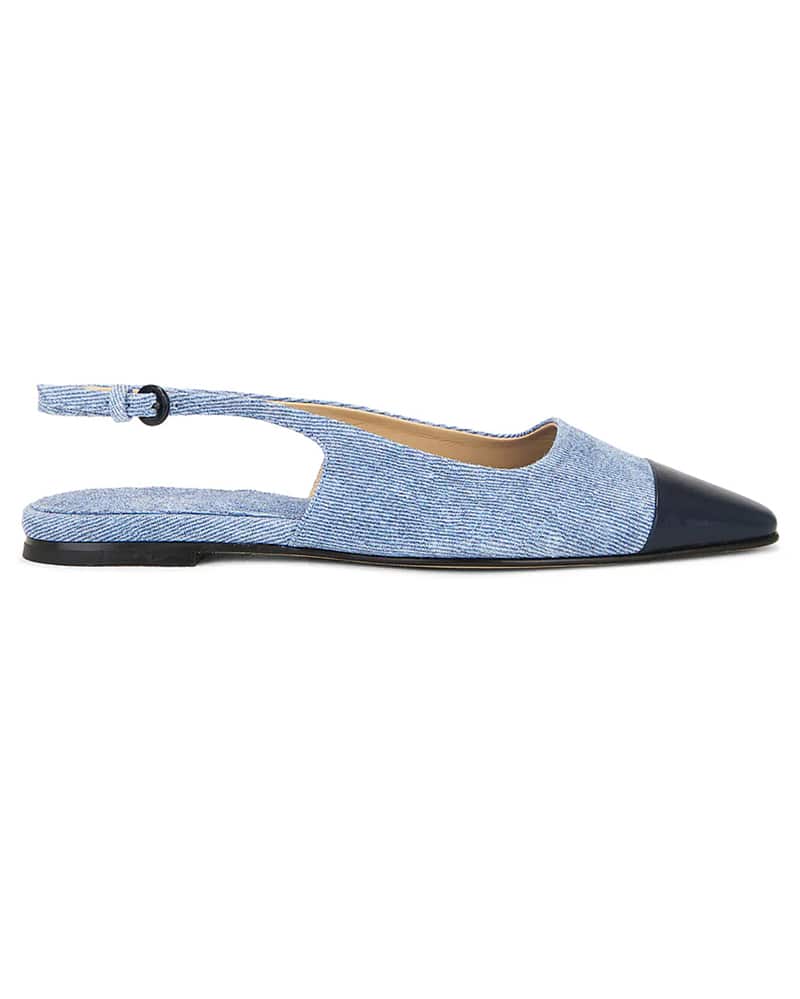two tone ballet flats womens blue denim chanel dupe