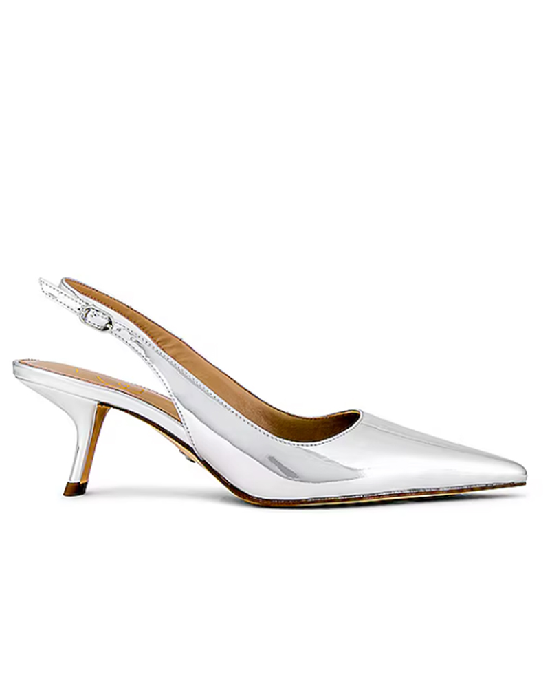 slingback pumps trend silver kitten heel