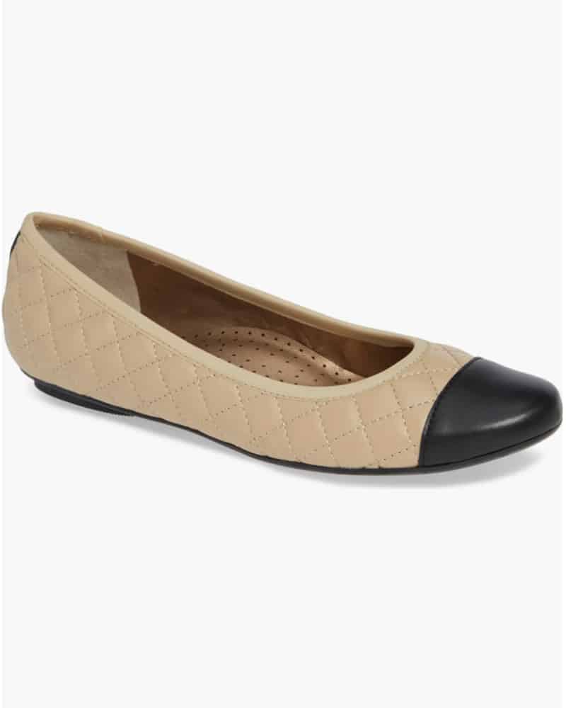 two tone ballet flats womens quilted leather