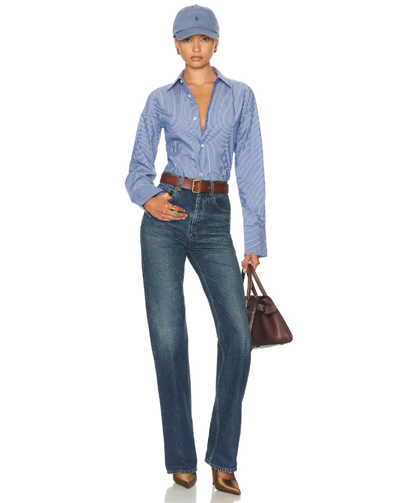 denim fashion trends 2025 wide leg high rise blue jeans saint laurent