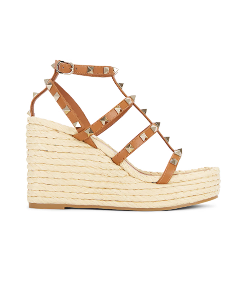 womens designer espadrilles tan rockstud valentino