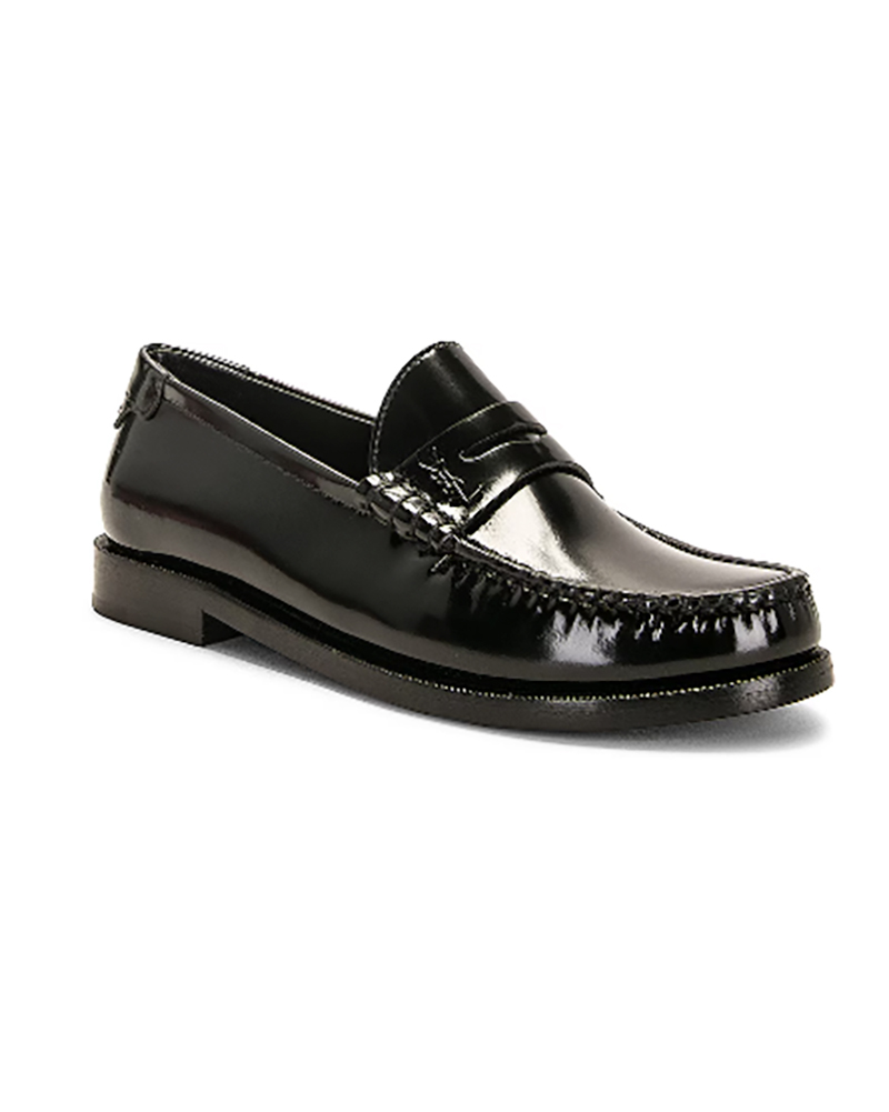 designer penny loafers Saint Laurent Le Loafer black womens shoes