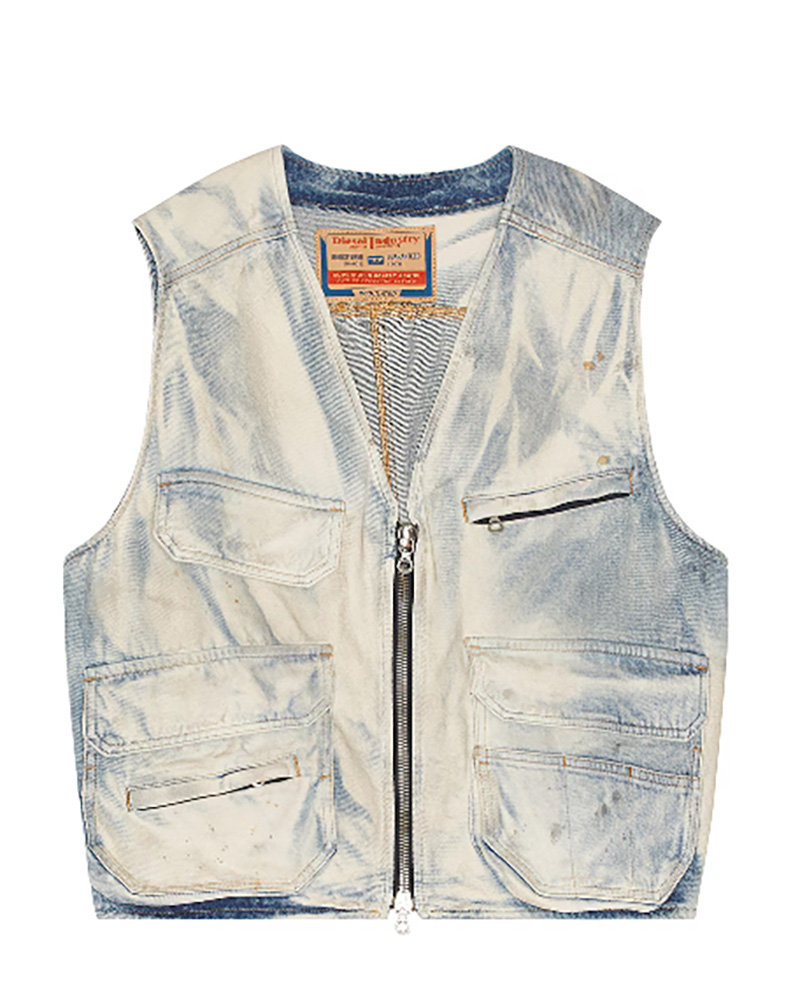 mens denim vest diesel light blue