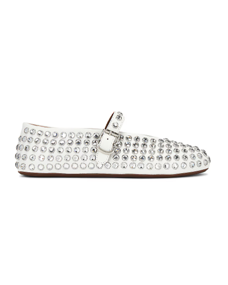 alaia crystal ballet flats white designer shoes