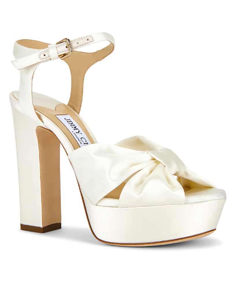 bridal shoes ivory satin platform sandals