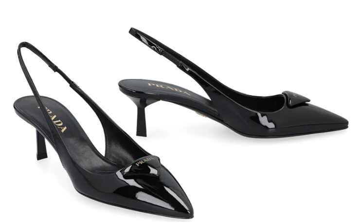 prada shoes womens black heel slingback pumps