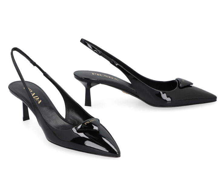 prada shoes womens black heel slingback pumps