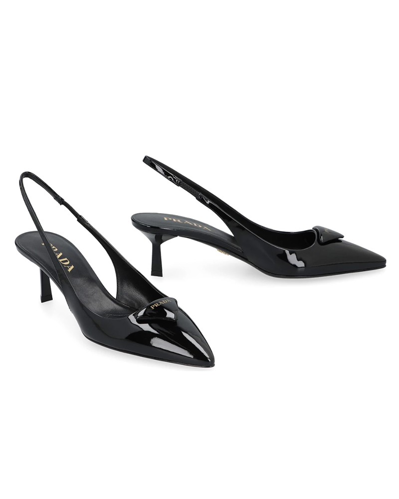 prada shoes womens black heel slingback pumps