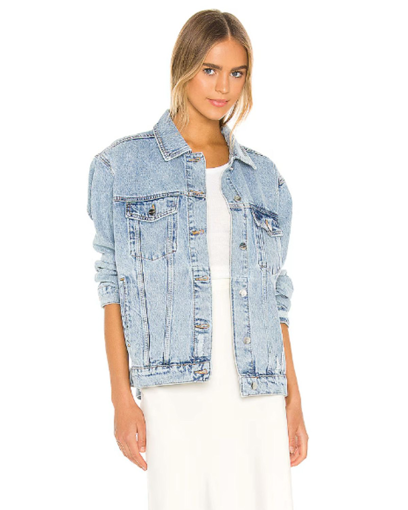 slip dress outfit casual denim jacket