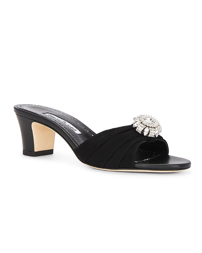 square heels black crystal mules glam