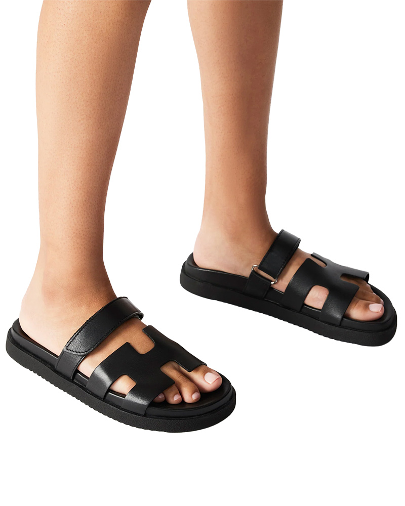 steve madden slide sandals black