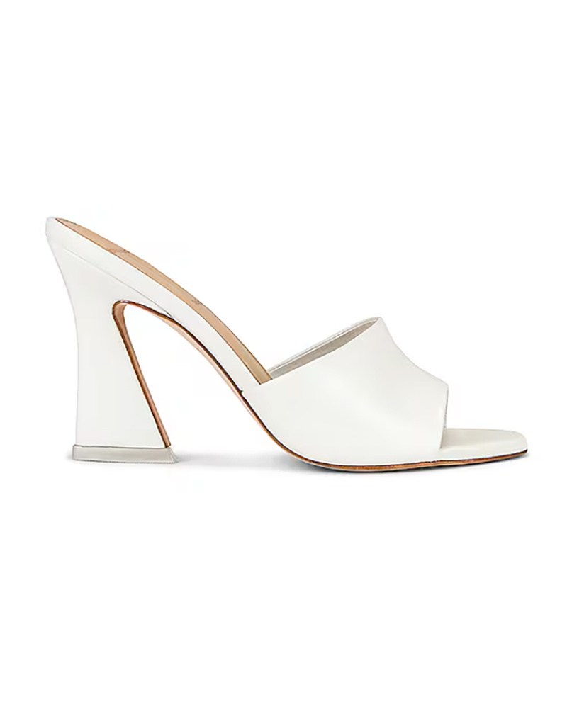 white leather mules chunky heels