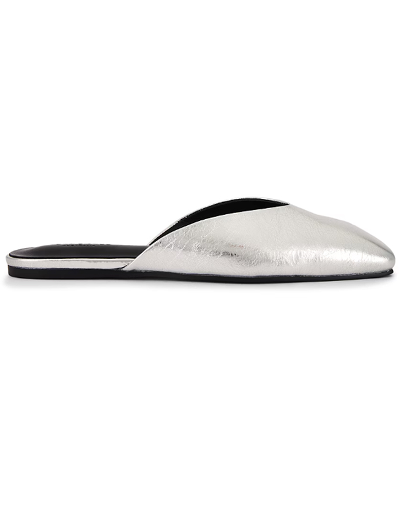 womens flat mules silver trending