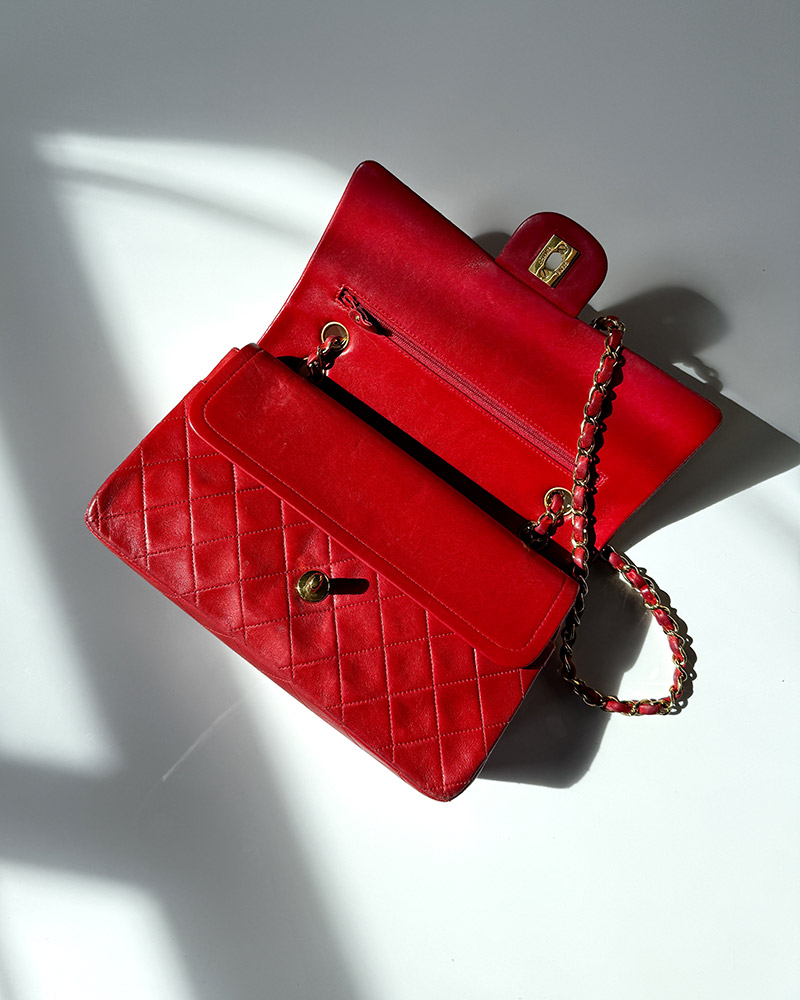 red chanel double flap bag