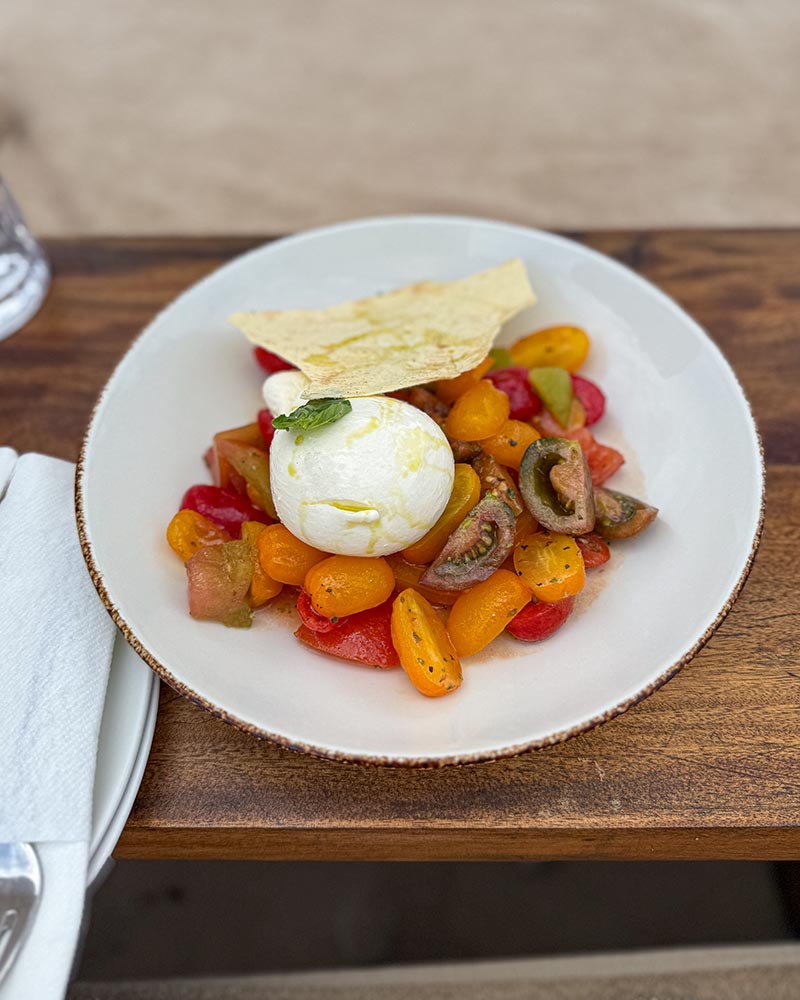Nikki Beach Costa Smeralda food burrata tomatoes