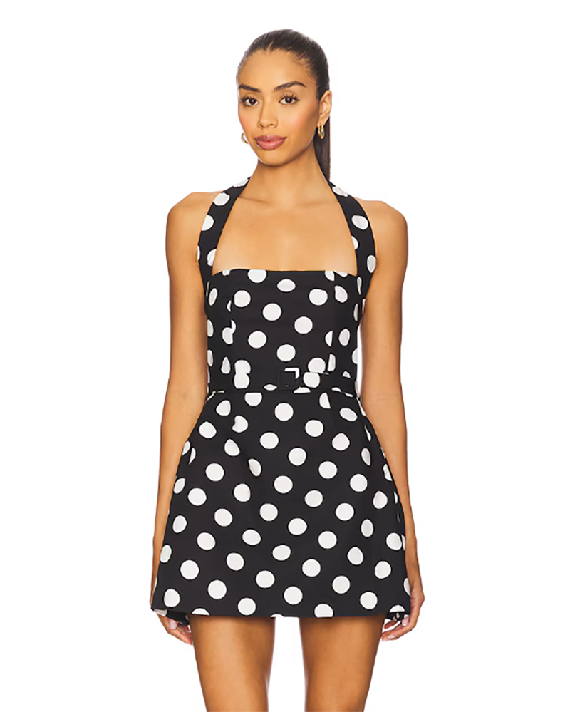 black white polka dot mini dress sans faff