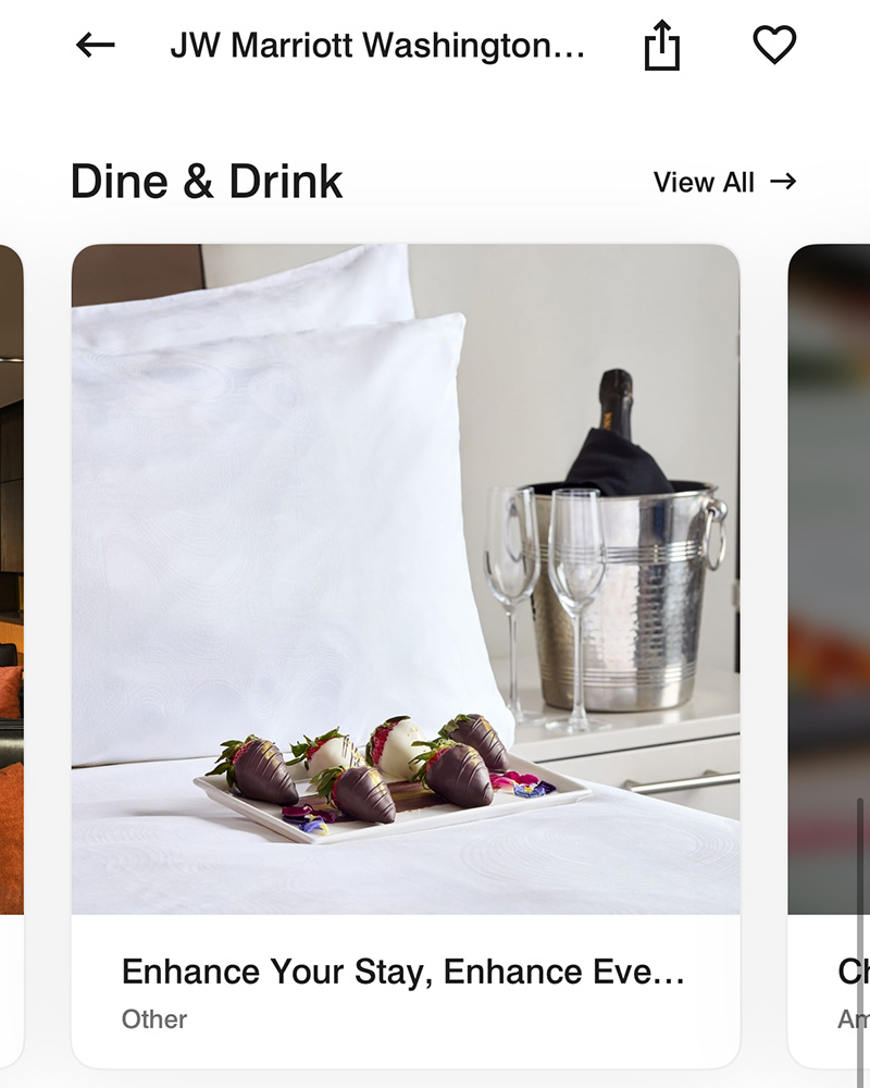 Marriott Bonvoy app balcony upgrade request