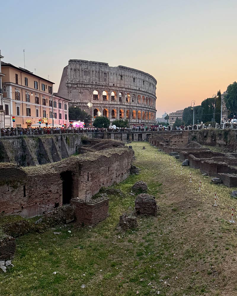 the court bar rome sunset colosseum view